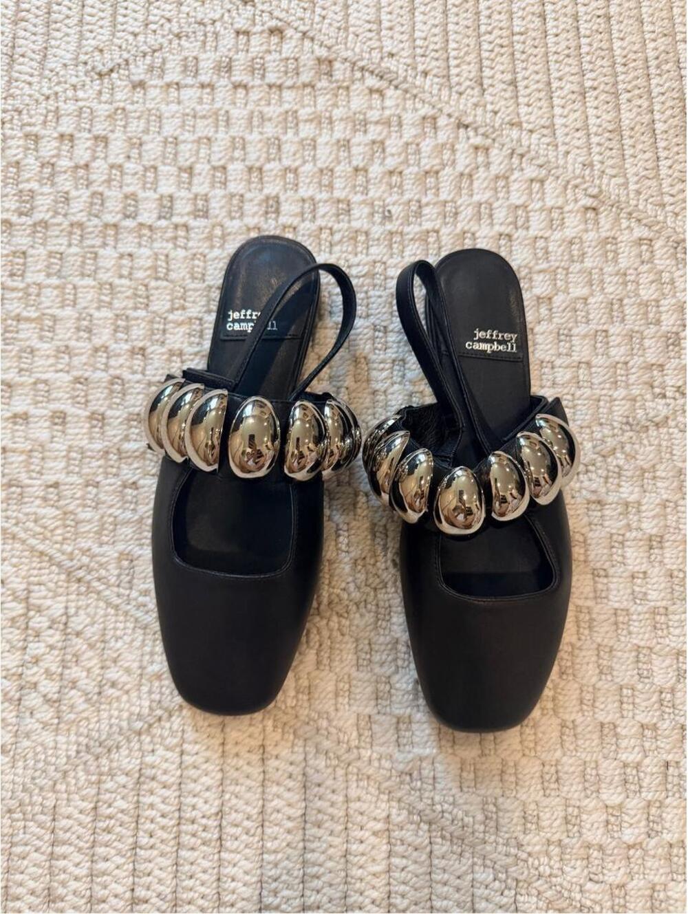 Jeffrey Campbell Women's Manon Dome-Studded Slingback Flats